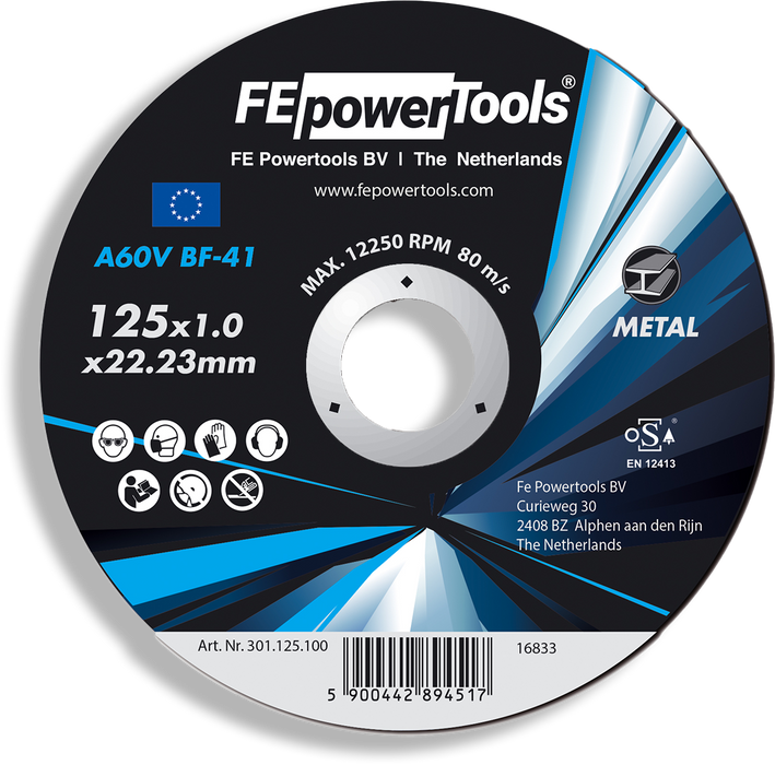Slijpschijf voor METAAL 125 x 1.0 x 22.23mm